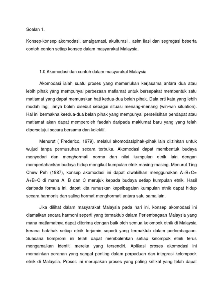 Tahap integrasi pembentukkan masyarakat majmuk contoh akulturasi di malaysia 34 • pemakaian baju kurung dalam kalangan perempuan bukan . Kkp Hubungan Etnik Pdf