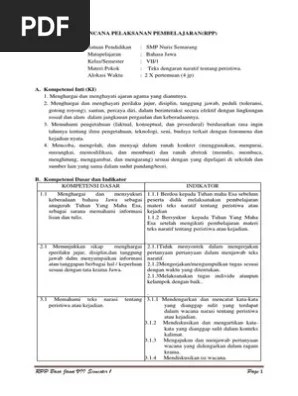 Kunci jawaban buku paket bahasa jawa kelas 7 kurikulum 2013 semester 2 halaman 96. Rpp B Jawa Kls Vii Sem 1 Pdf
