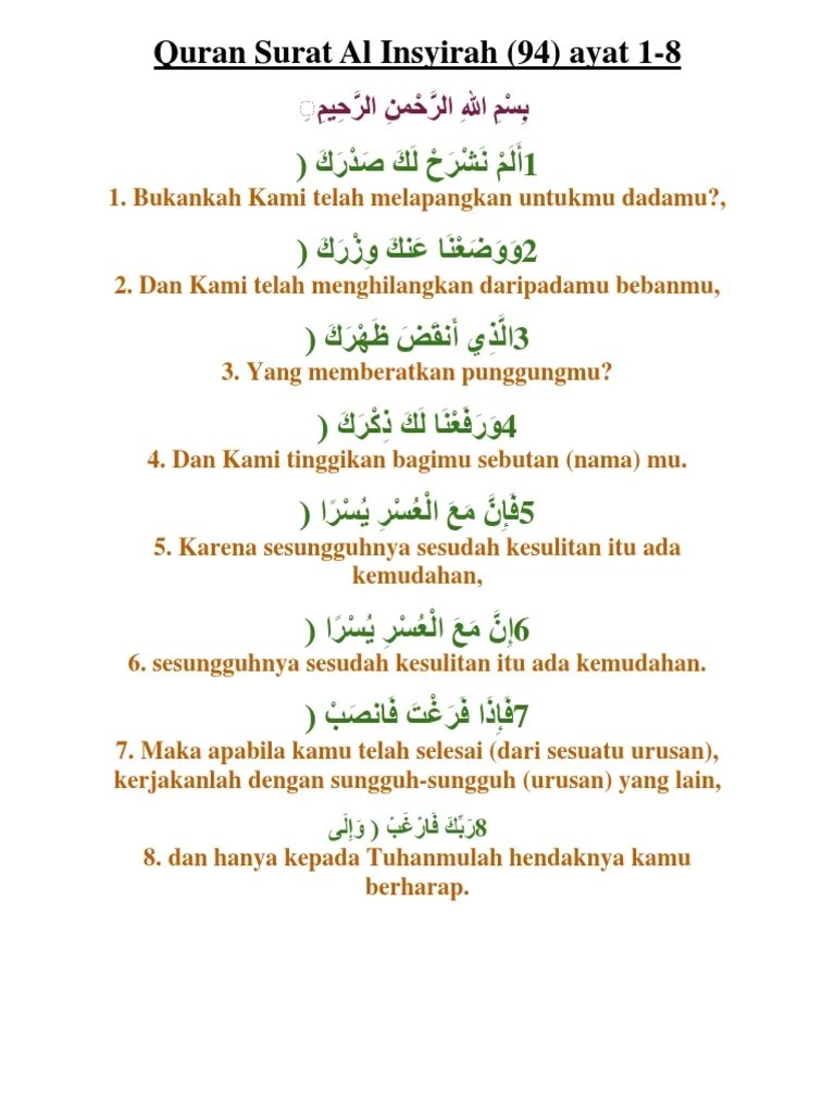 Wa raf 'ana laka zikrak; Bahagian Atas Surah Al Insyirah 1 8
