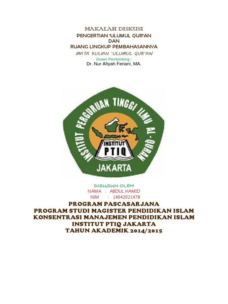 Mahasiswa magister program studi hukum ekonomi syariah,. Makalah Diskusi Ptiq Pdf