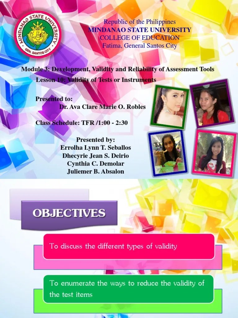 Development, Validity And Reliability Of Assessment Tools | PDF | Validity (Statistics ...