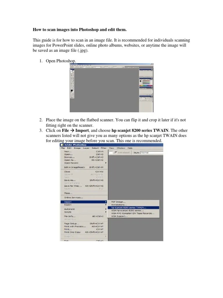 How To Scan Images Into Photoshop And Edit Them | Download Free PDF | Image Scanner | Adobe ...