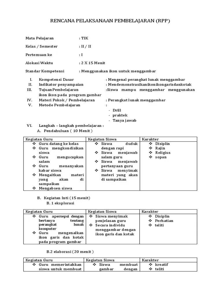 Contoh rpp kurikulum 2013 1. Download Rpp Tik Sekolah Dasar Revisi Baru