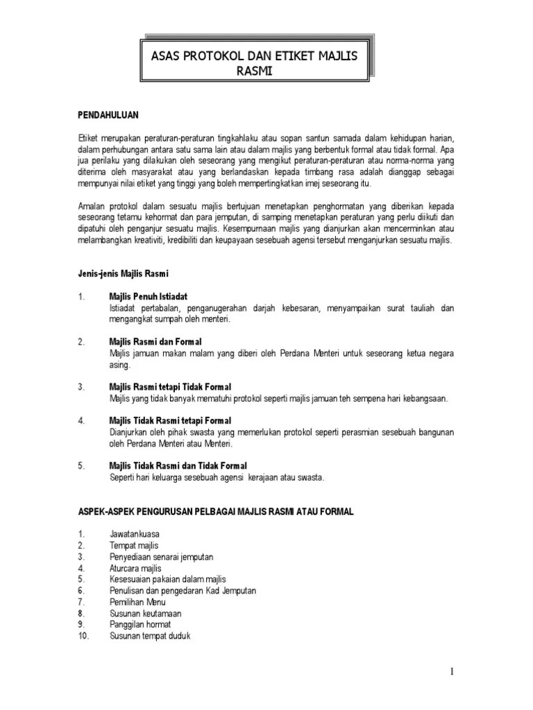 Pakaian bagi majlis rasmi 28haji radzi majlis perempuan lelaki 5. Etika Majlis Formal Pdf