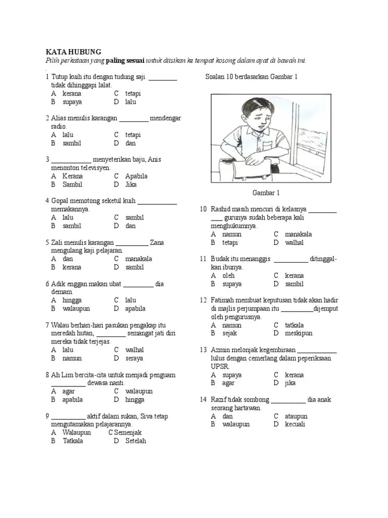 Kertas 1 dan 2 upsr bahasa … Latihan Kata Hubung Pdf