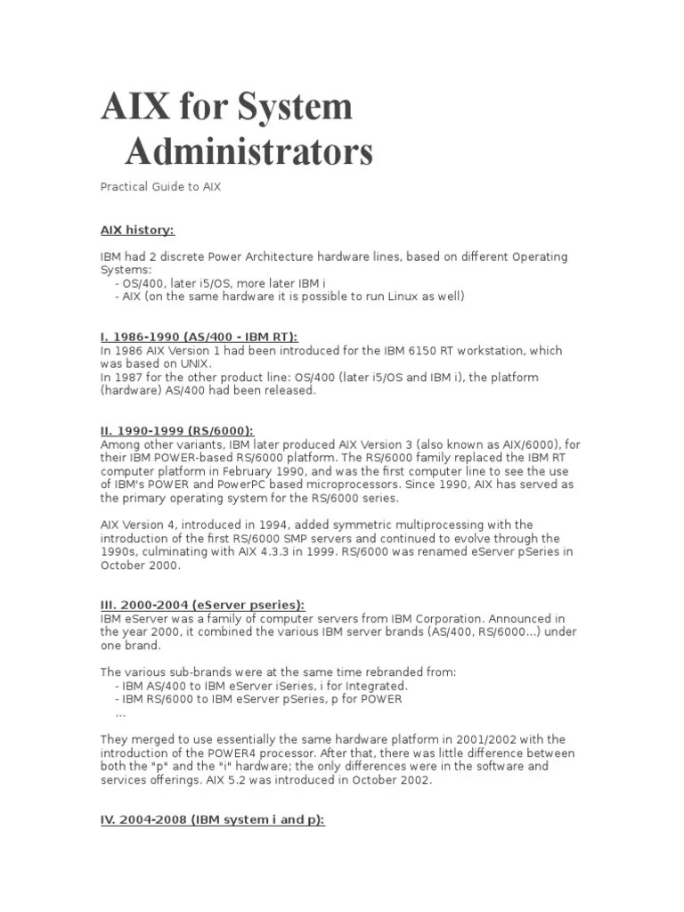 AIX For System Administrators: Practical Guide To AIX | PDF | Ibm ...