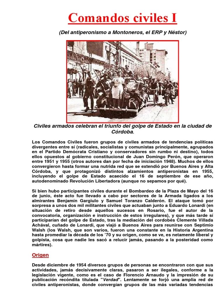 Comandos Civiles PDF | PDF | Argentina | Jefes De Estado