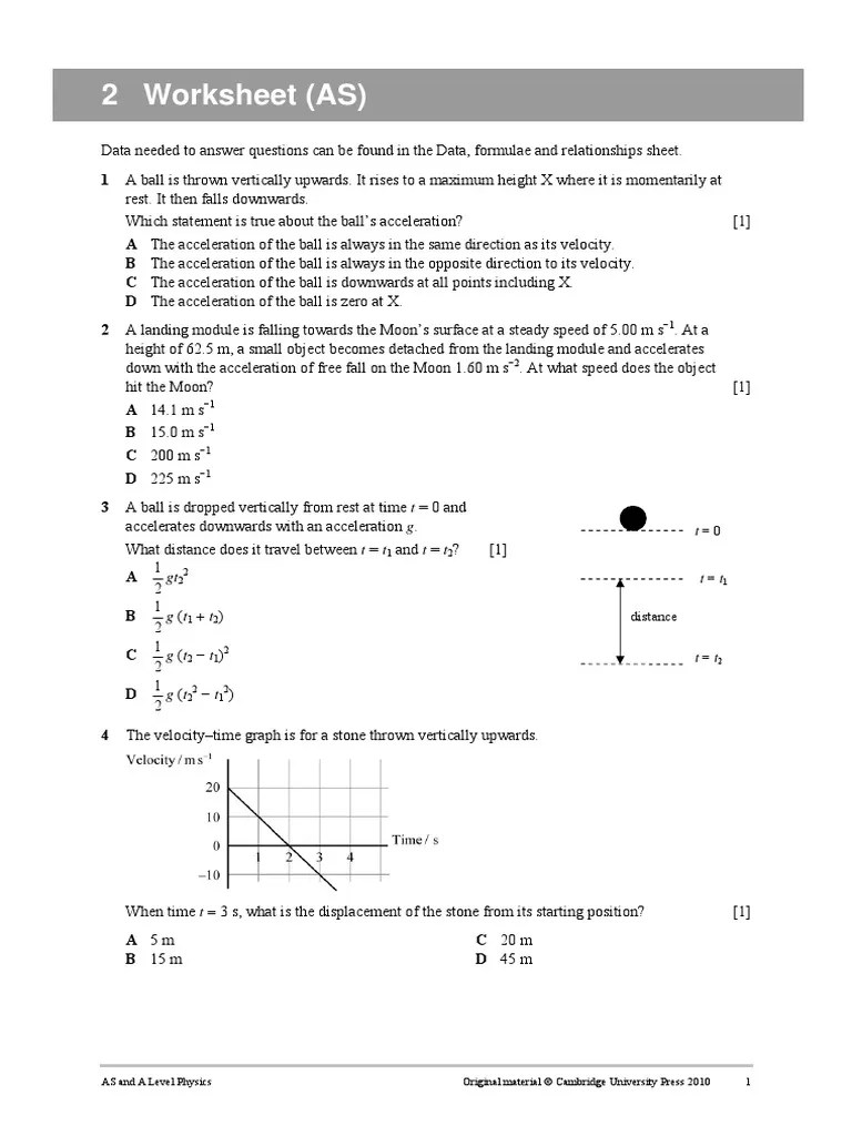 Worksheet 02 PDF | PDF | Acceleration | Velocity