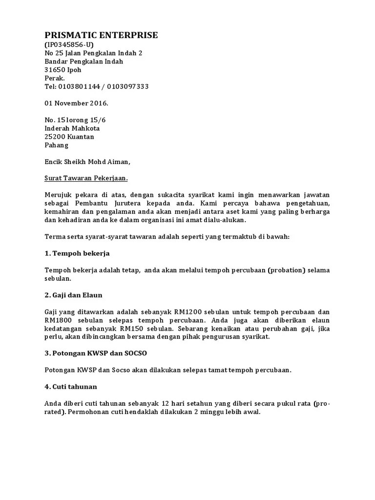Contoh Surat Perlantikan Jawatan / Contoh Surat Lantikan Konsultan