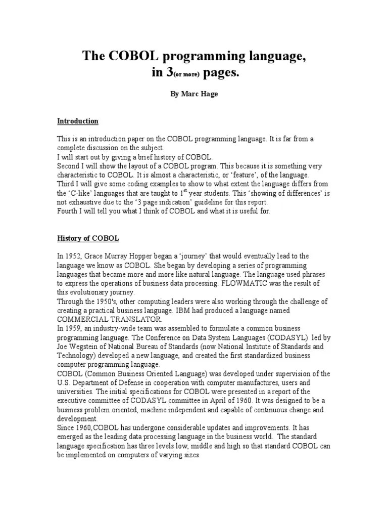 COBOL Programming Language Explained | PDF | Subroutine | Control Flow