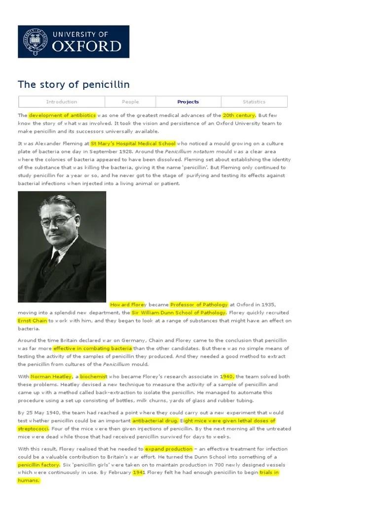 The Story Of Penicillin - University Of Oxford PDF | PDF | Penicillin | Antibiotics