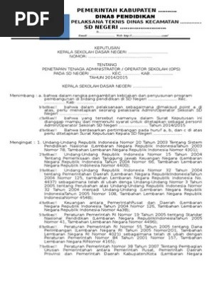 Tenaga proktor, teknisi dan pengawas memiliki peran paling penting dalam pelaksanaan anbk. Sk Operator Contoh Pdf