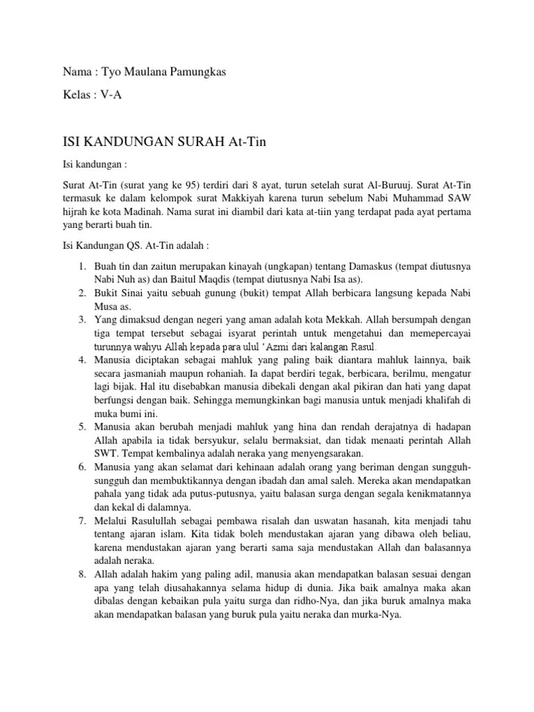 Membaca Surat At Tin Worksheet 