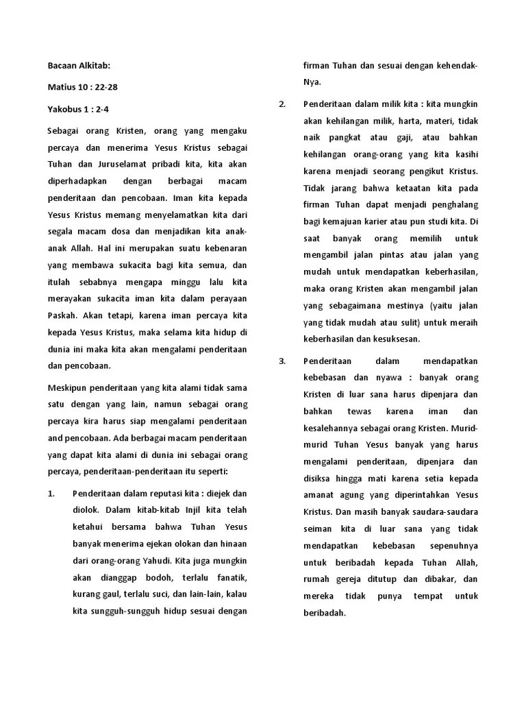 Renungan Ibadah Pemuda Remaja | PDF