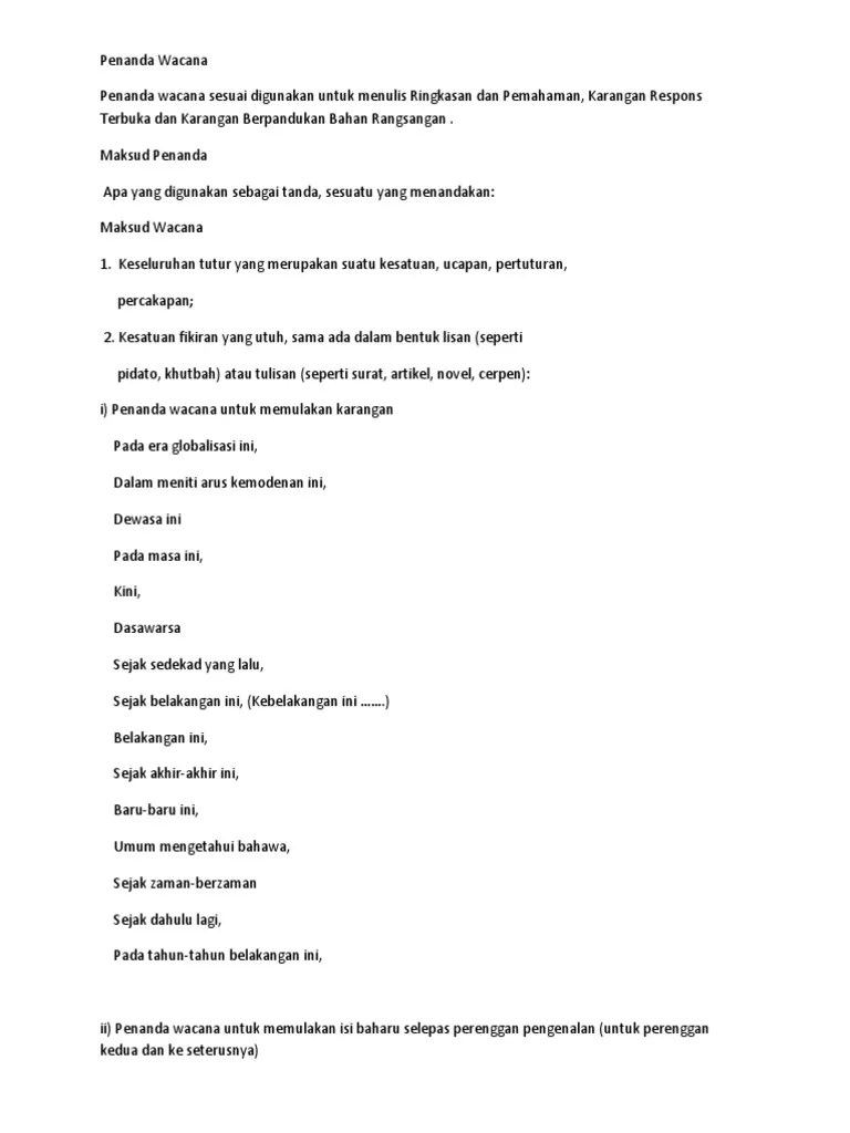 · because, so, therefore, thus,. Penanda Wacana Pdf