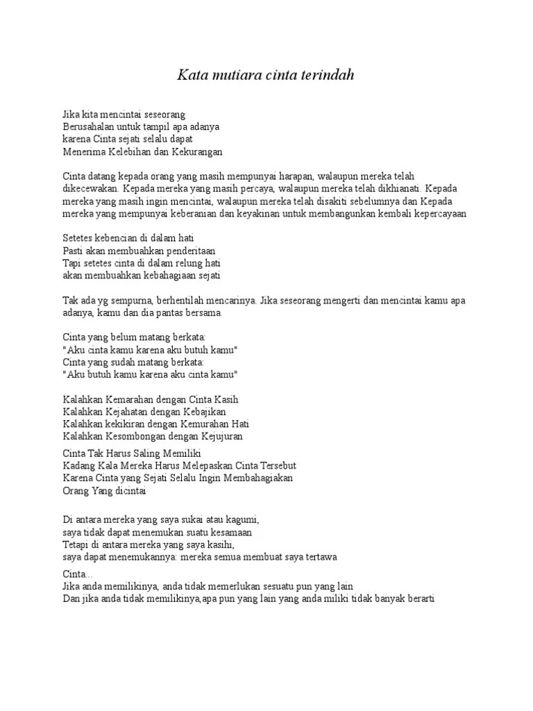 Kata Mutiara Cinta Terindah | PDF