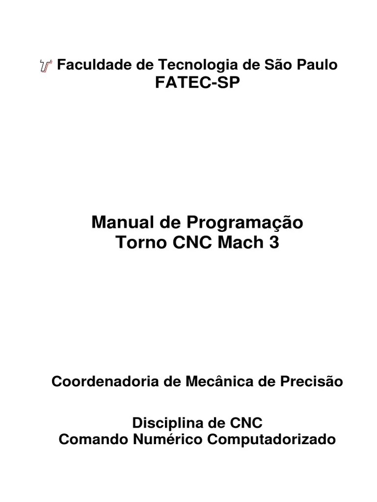 CNC - Apostila De Programação PDF | PDF | Máquina-ferramenta | Controle ...