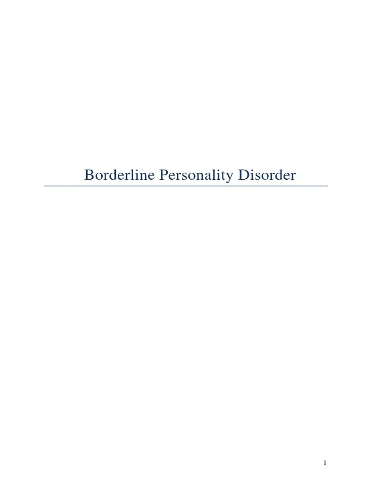 Borderline Personality Disorder | PDF | Borderline Personality Disorder ...