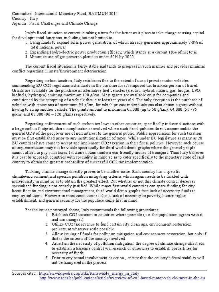 Indonesia mun aims to broaden the network of its participants and to. BANMUN 2014, IMF Position Paper of Italy | World Economy