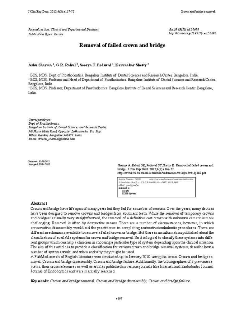 Removing Bridge PDF | PDF | Dental Implant | Dentistry Branches