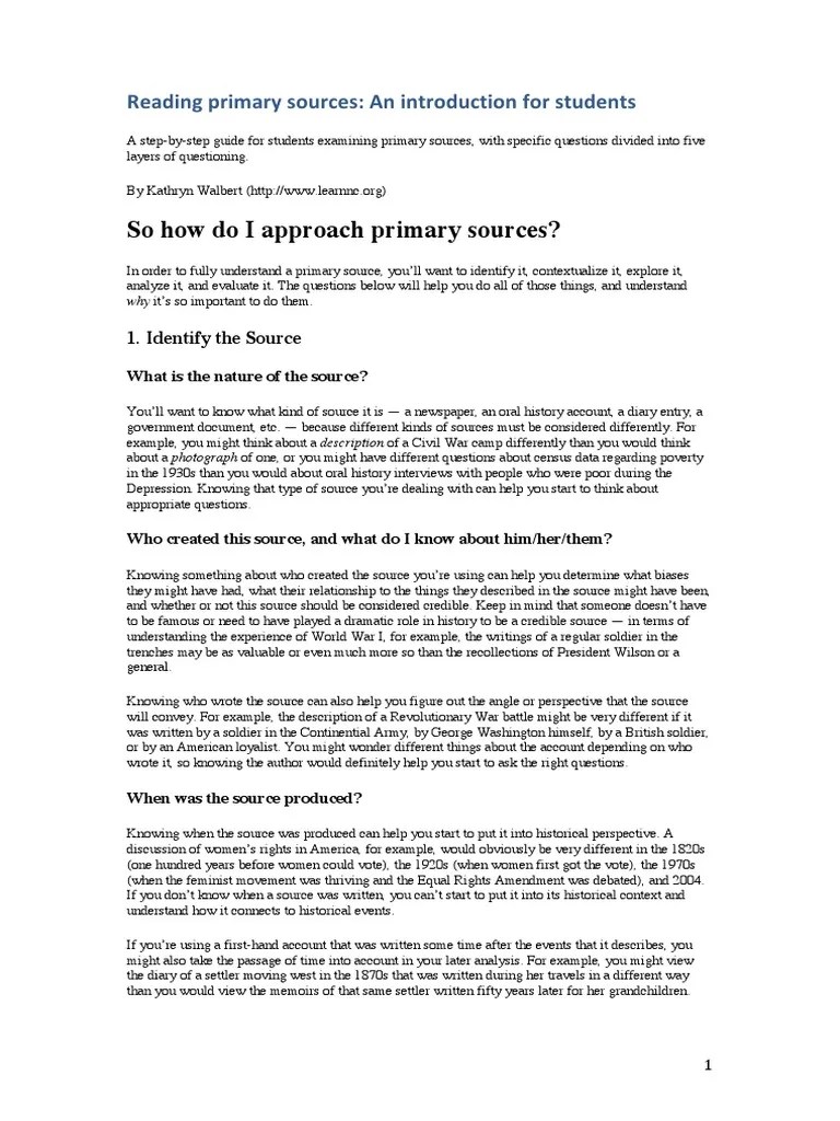Reading Primary Sources | PDF | Primary Sources | Newspapers