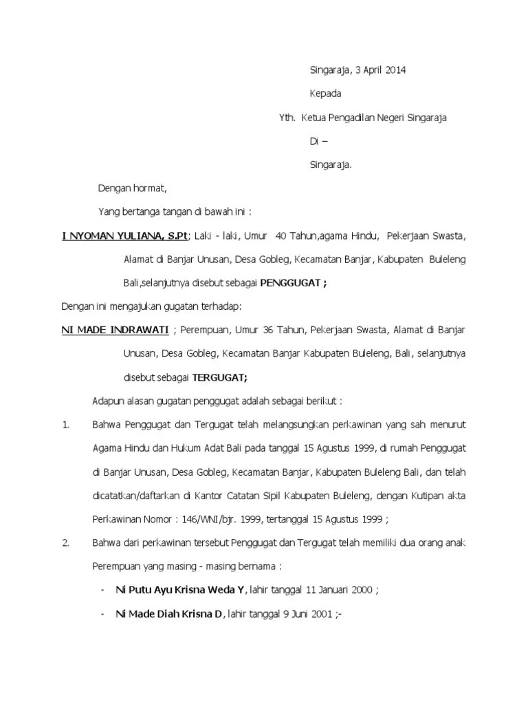 Contoh Surat Gugatan Cerai Agama Budha Contoh Surat Baik Benar 2020 