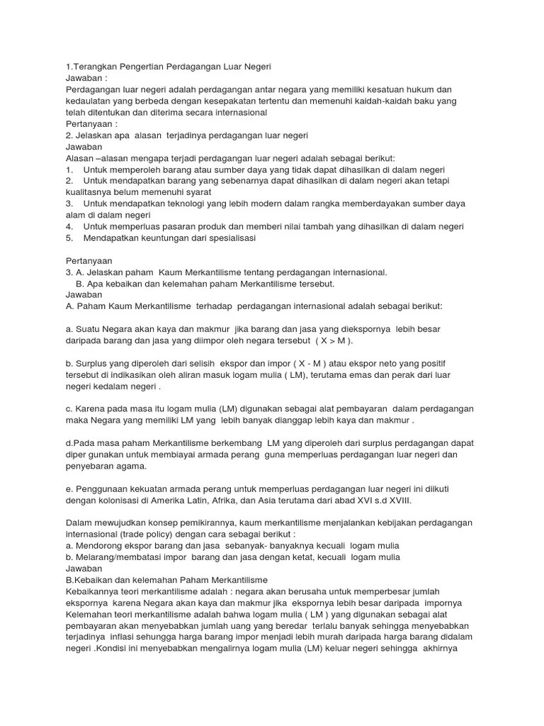 Kumpulan soal & kunci jawaban pemikiran yang melandasi peristiwa penting. Soal Perdagangan Internasional Pdf