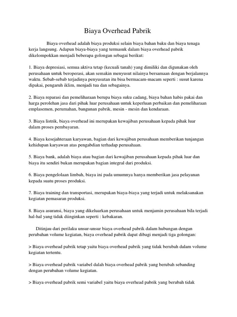 Unsur Biaya Overhead Pabrik Adalah - Pembebanan Biaya Overhead Pabrik Atas Dasar Tarif Akuntansi / 26.02.2020 · pengertian biaya overhead pada pabrik.