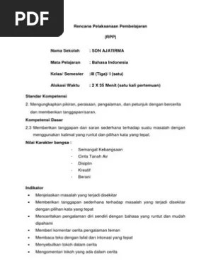 Tersedia ✓ gratis ongkir ✓ pengiriman sampai di . Rpp Bahasa Indonesia Kelas 3 Sd Kurikulum 2006