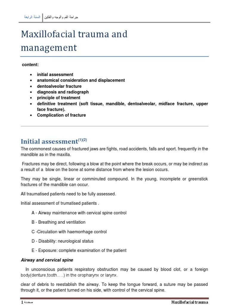 Maxillofacial Trauma And Management | PDF | Human Nose | Wound