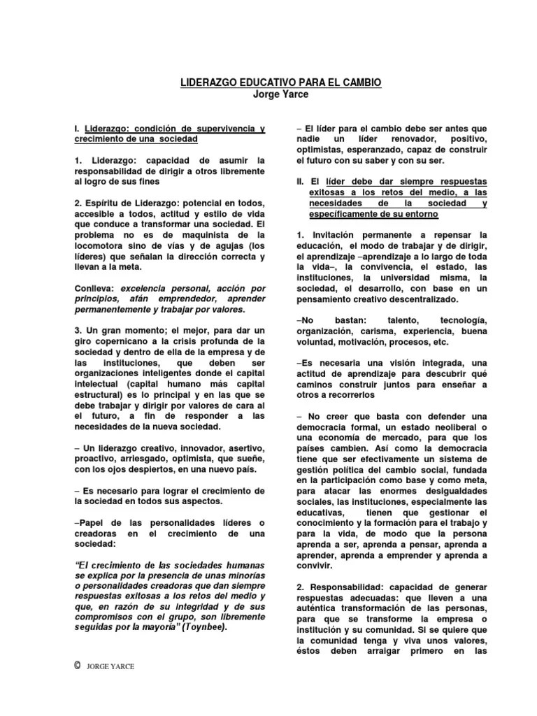 Liderazgo Educativo Para El Cambio | PDF | Liderazgo | Moralidad