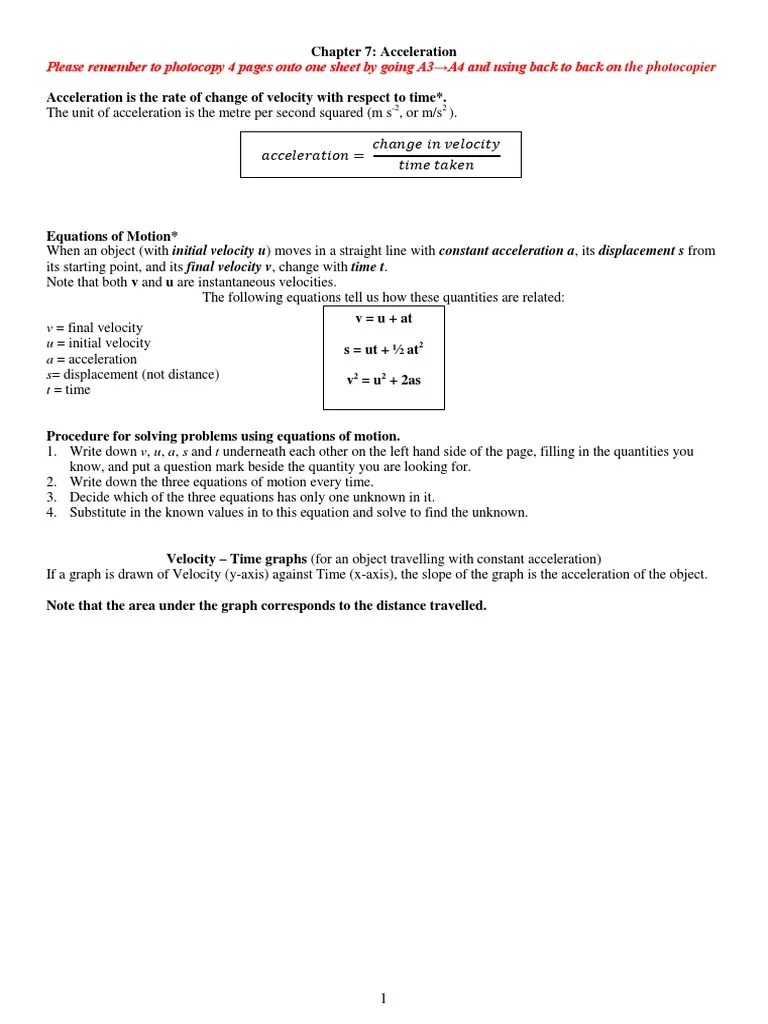 Acceleration | PDF | Acceleration | Velocity