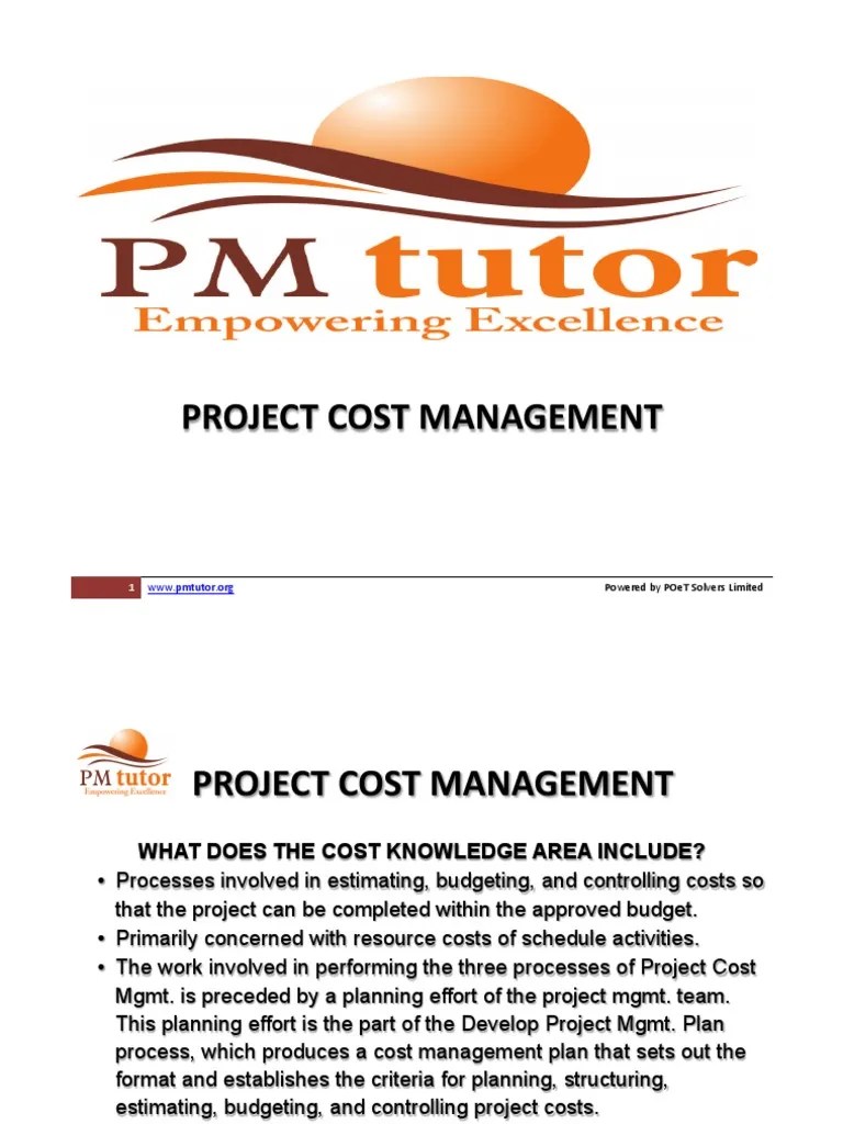 Project Cost Management PDF | PDF | Project Management | Production And ...