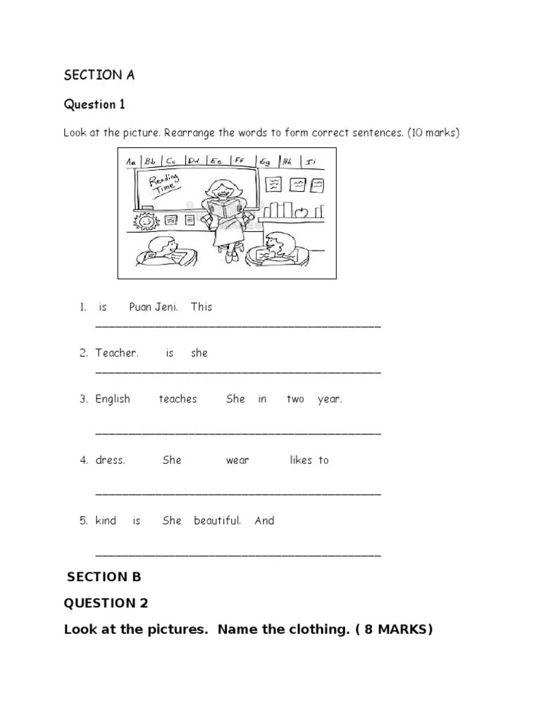 Soalan latihan online melalui google forms english year 4, 5 and 6. Soalan Bahasa Inggeris Kertas 2 Kssr Tahun 2 Pdf