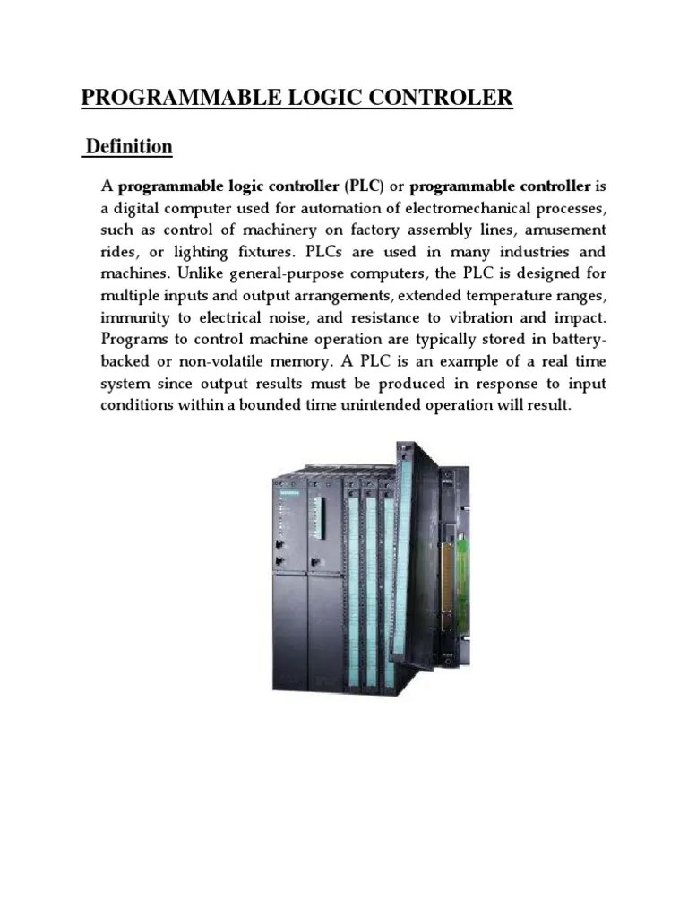 PROGRAMMABLE LOGIC CONTROLLER (PLC) DEFINITION | PDF | Programmable ...