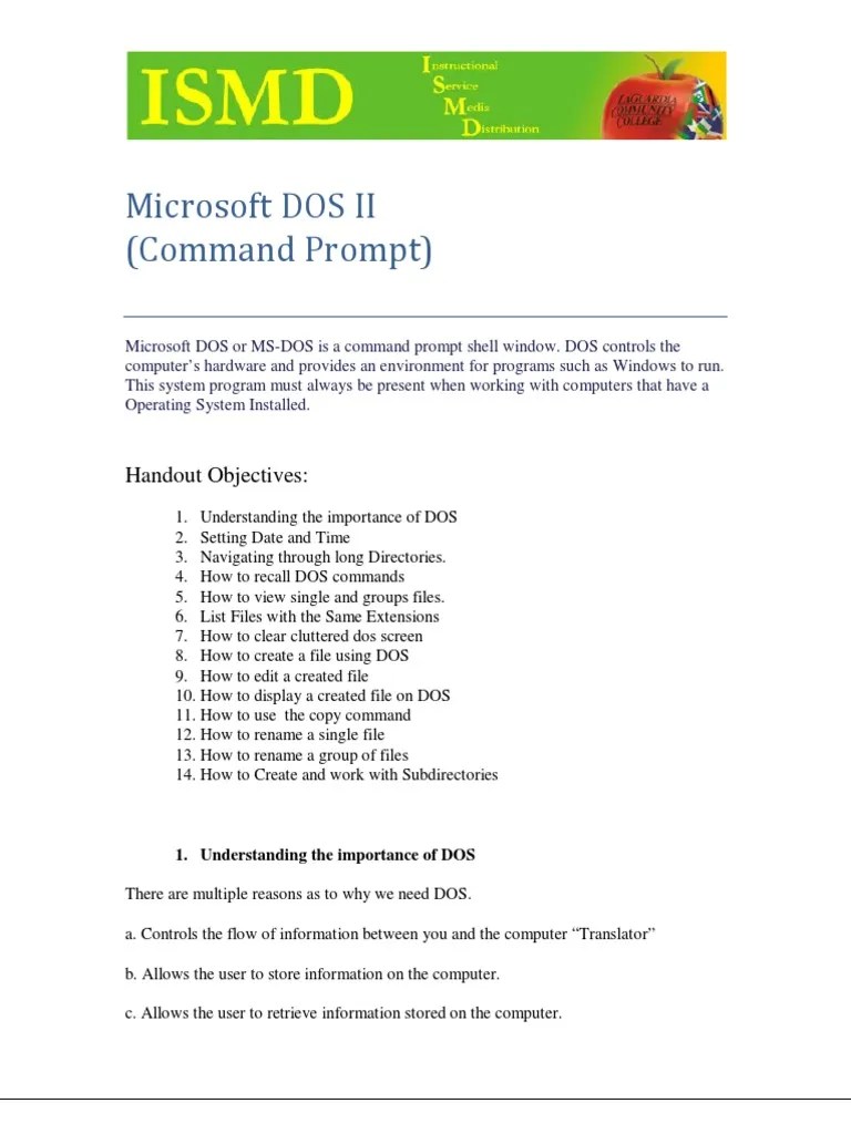 Microsoft DOS Basics II | PDF | Dos | Command Line Interface