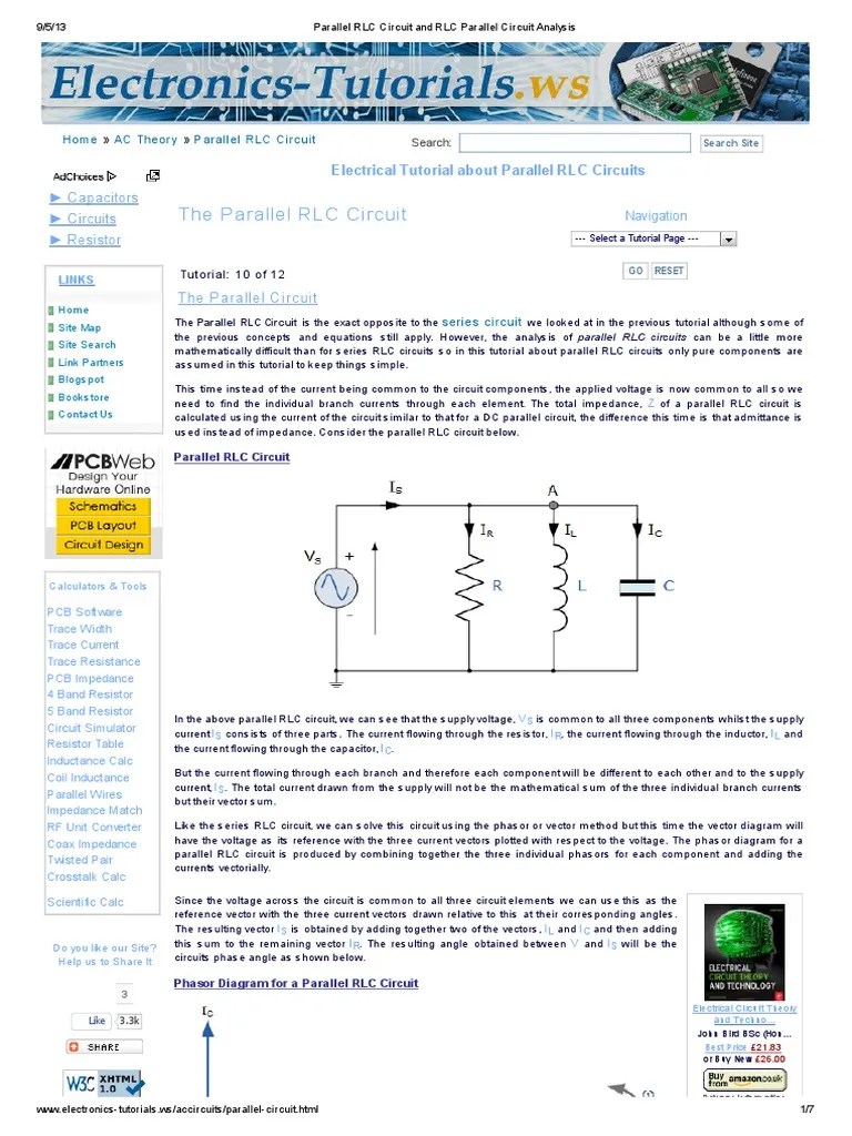Parallel Rlc Circuit And Rlc Parallel Circuit Analysis