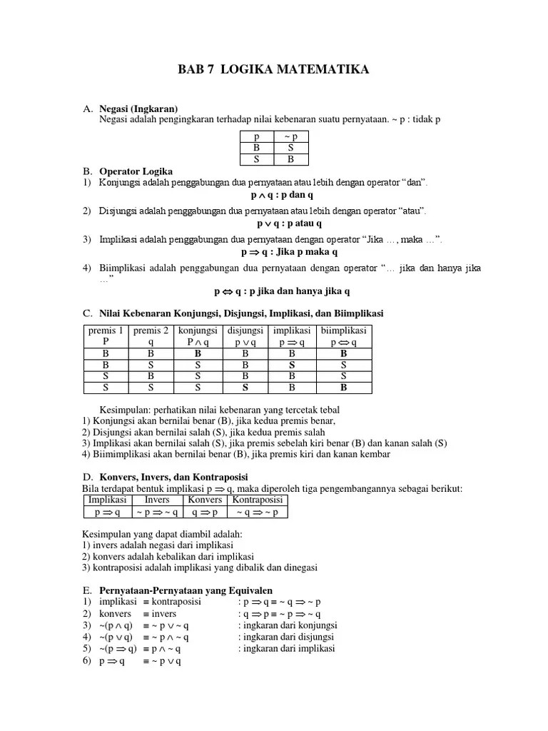 Bab 7 Logika Matematika | PDF