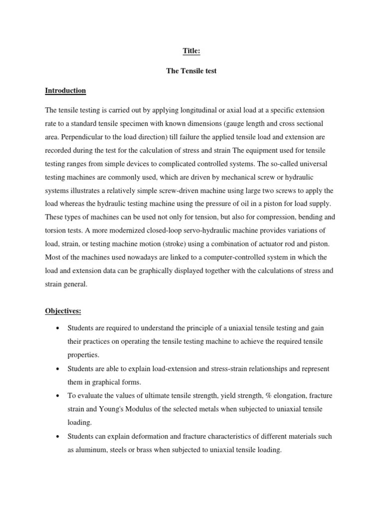 Tensile Test | PDF | Ultimate Tensile Strength | Deformation (Engineering)