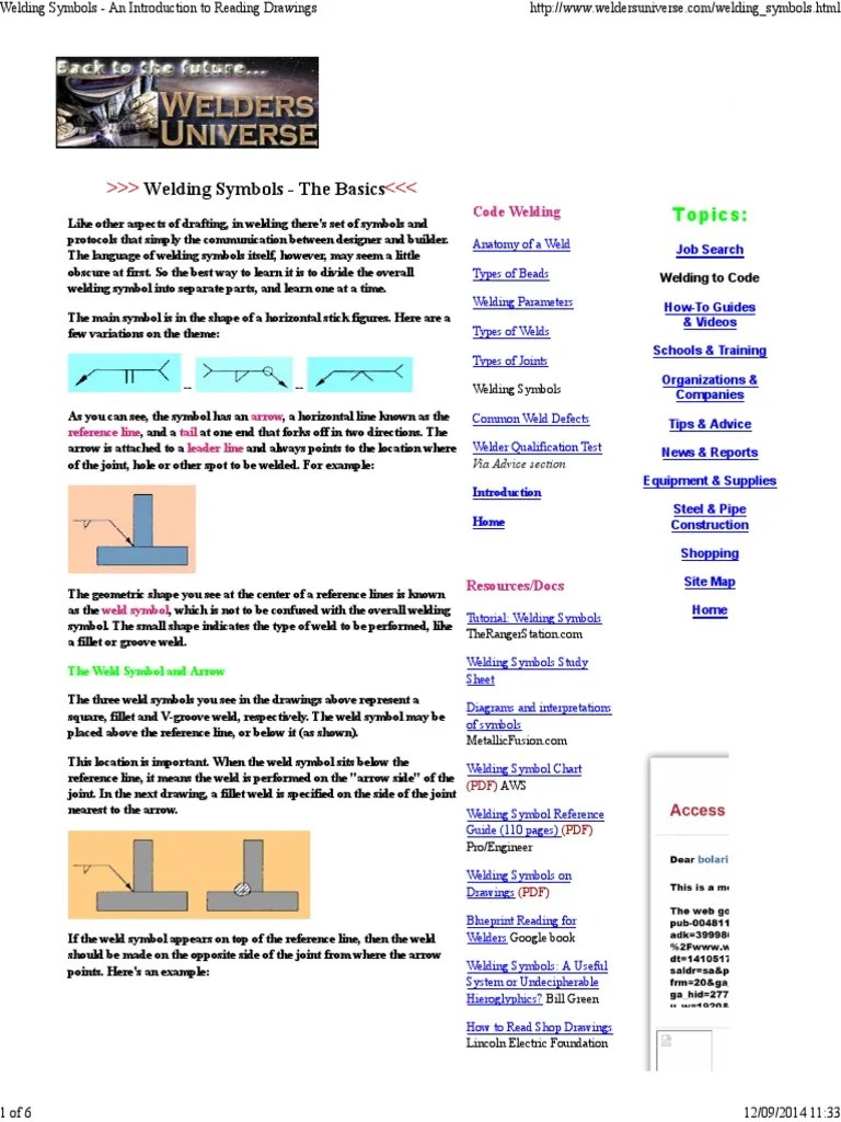 Welding Symbols - An Introduction To Reading Drawings | PDF | Welding ...