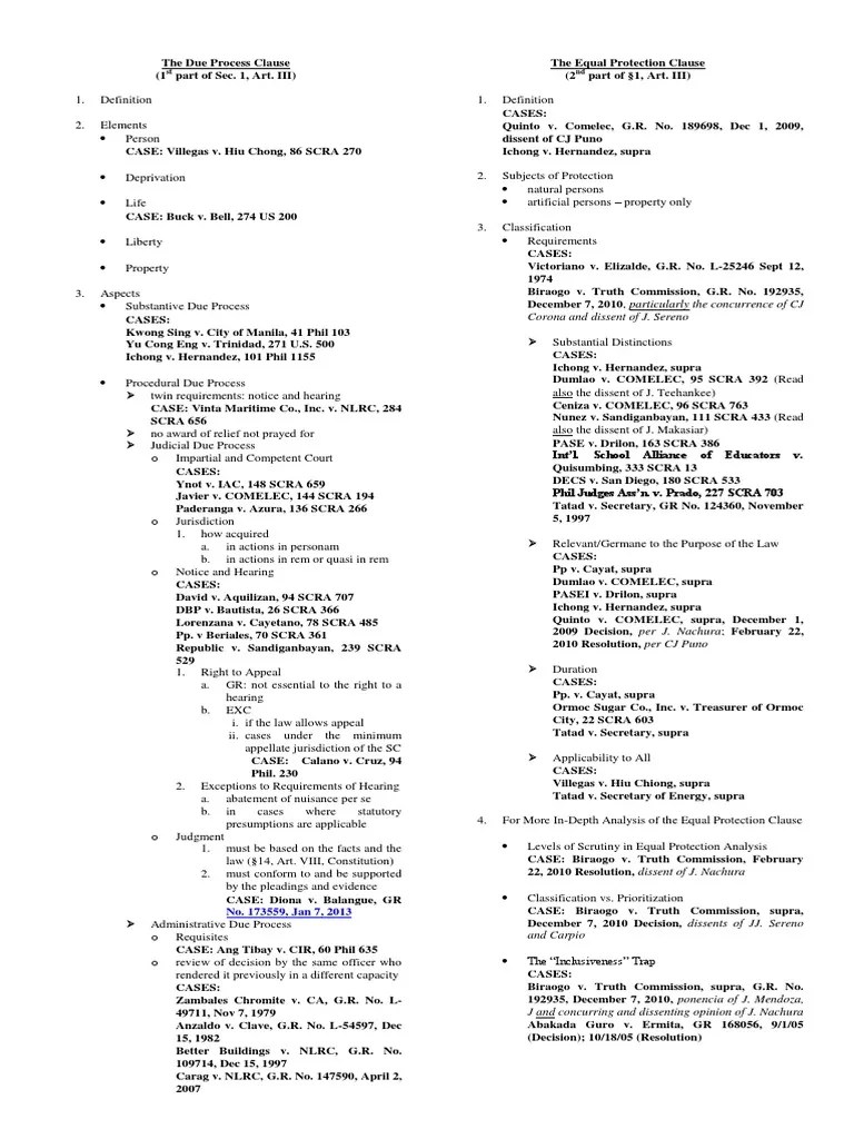 Consti 2 - SY 2014-2015 - Outline # 2 (Due Process & Equal Protection ...