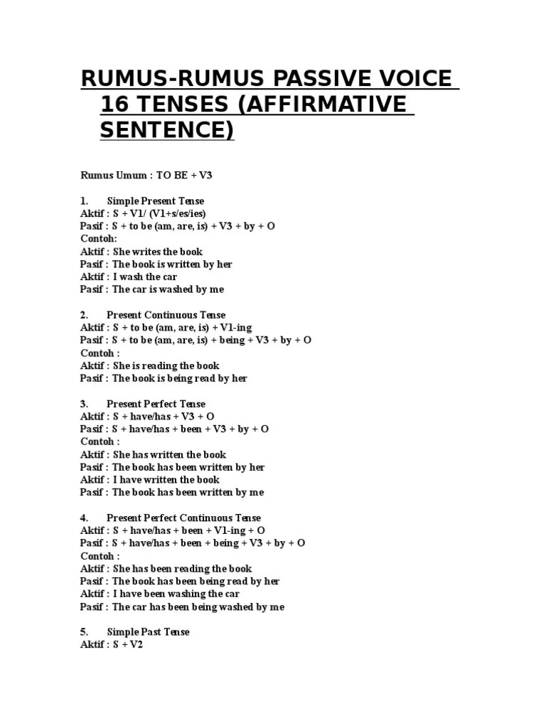 Rumus passive voice (kalimat pasif) dalam present perfect . Rumus Pdf Grammatical Tense Grammar