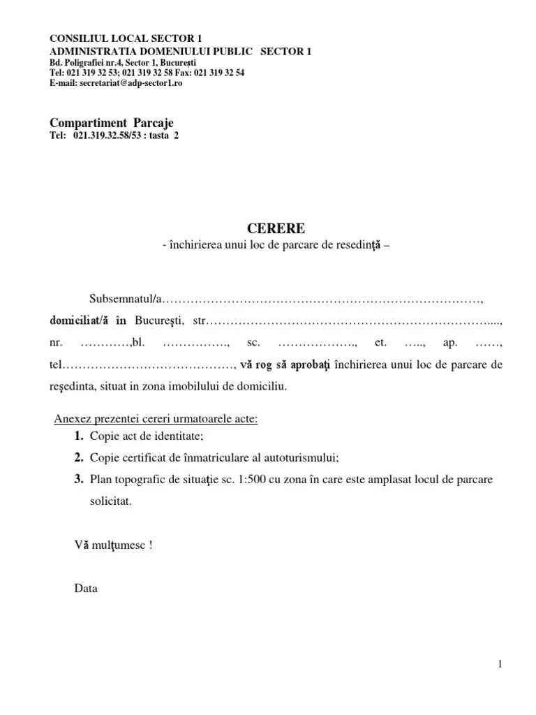 Ciprian ciucu, primarul sectorului 6 al capitalei, a scris pe pagina. Cerere Loc De Parcare V2 Pdf