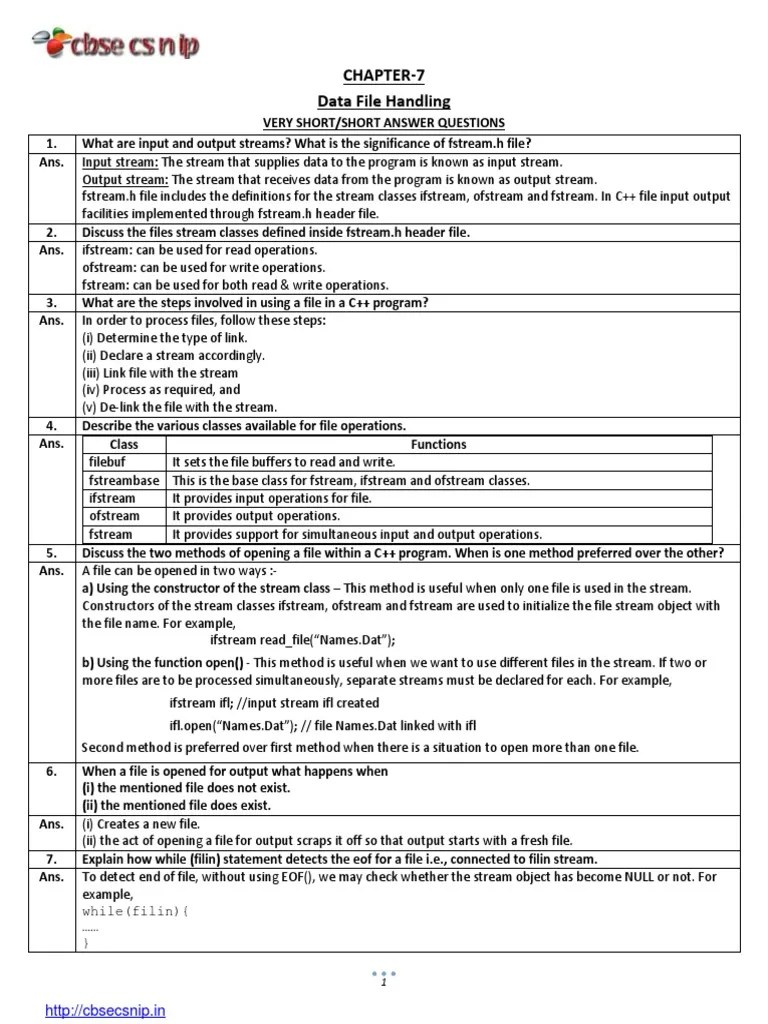 C++ Data File Handling Solution PDF | PDF | Class (Computer Programming ...