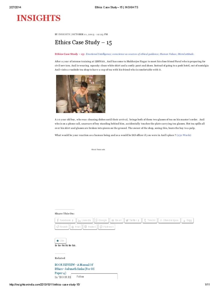 Ethics Case Study - 15 - INSIGHTS | PDF | Social Institutions | Social Science