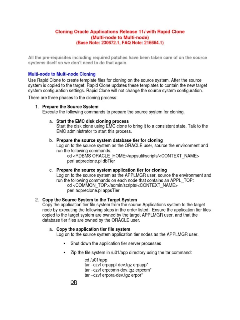 Cloning Oracle Apps 11i With Rapid Clone | PDF | Oracle Database ...