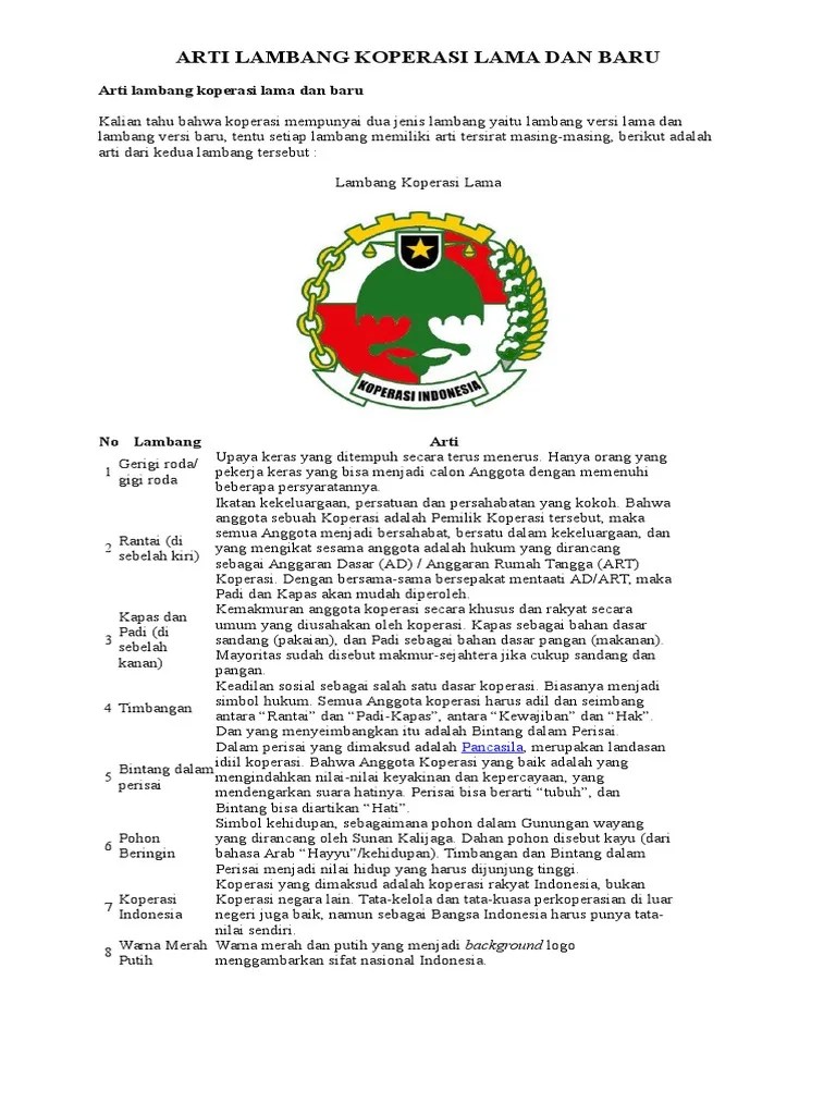 Arti Lambang Koperasi Lama Dan | PDF