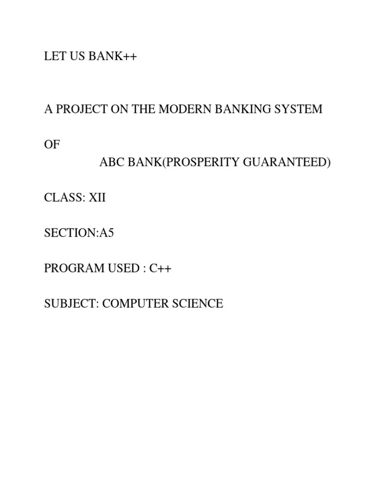 Banking Project | PDF | C++ | Computer File
