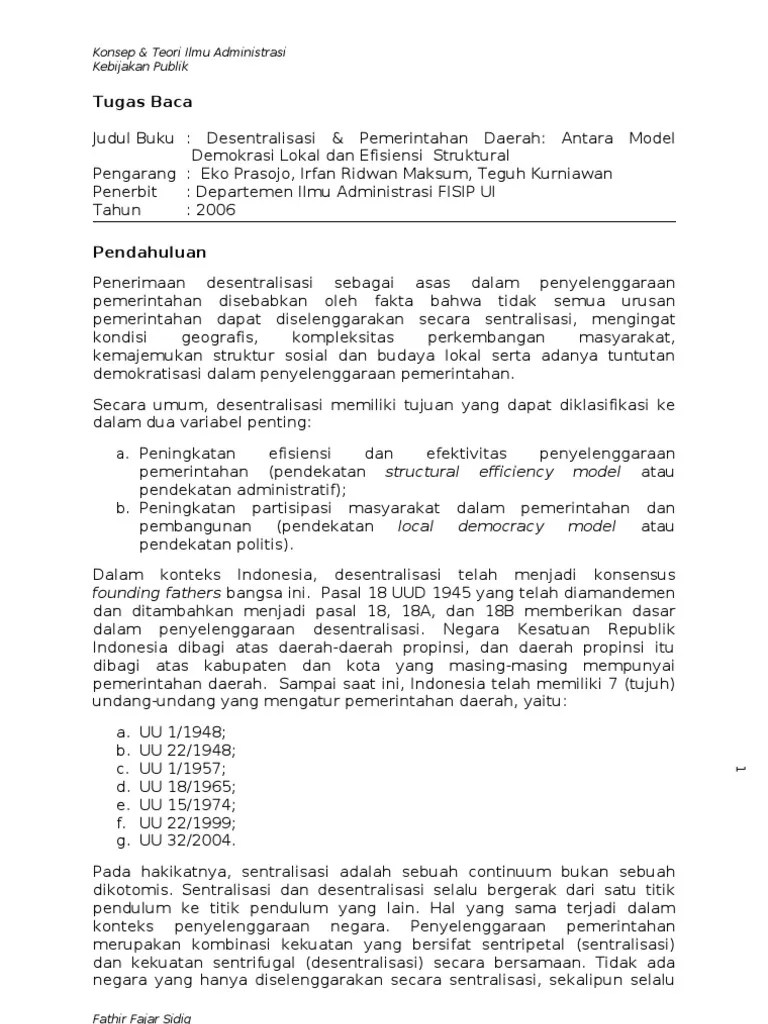 Konsep Desentralisasi Dan Sentralisasi