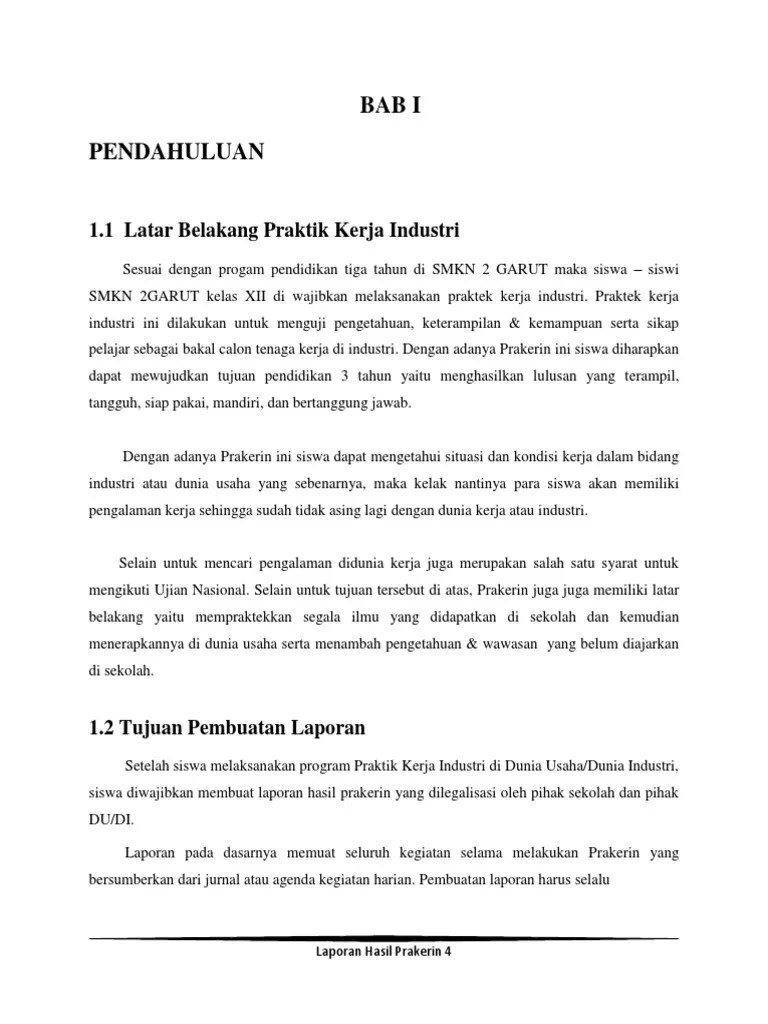 Contoh laporan pkl laporan praktek kerja lapangan di bpr bkk cab. Laporan Prakerin Pdf